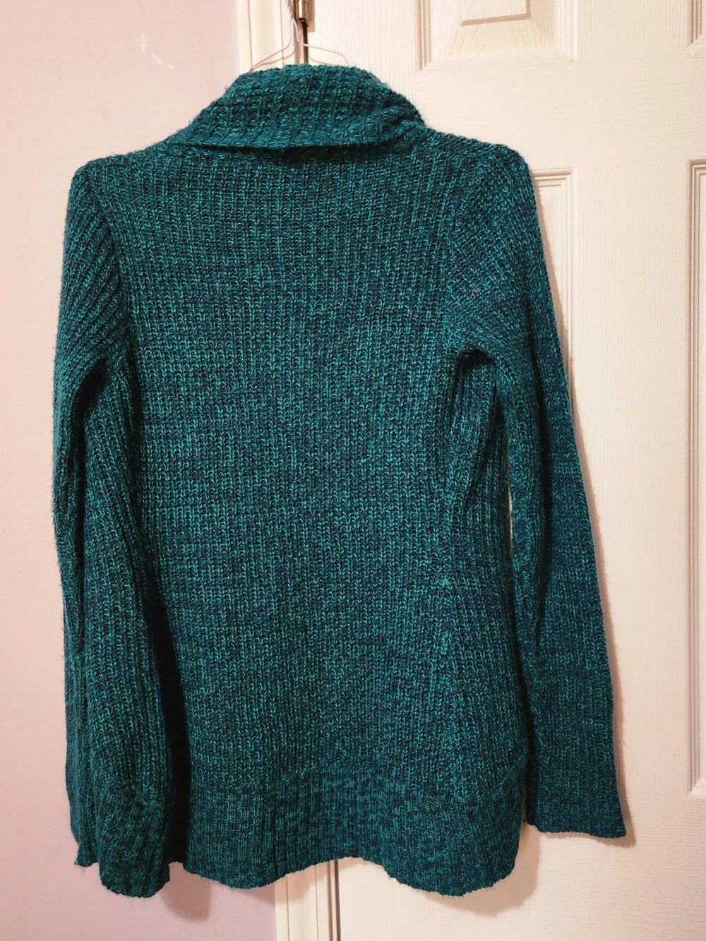 new directions Teal Open-Front Knit Cardigan